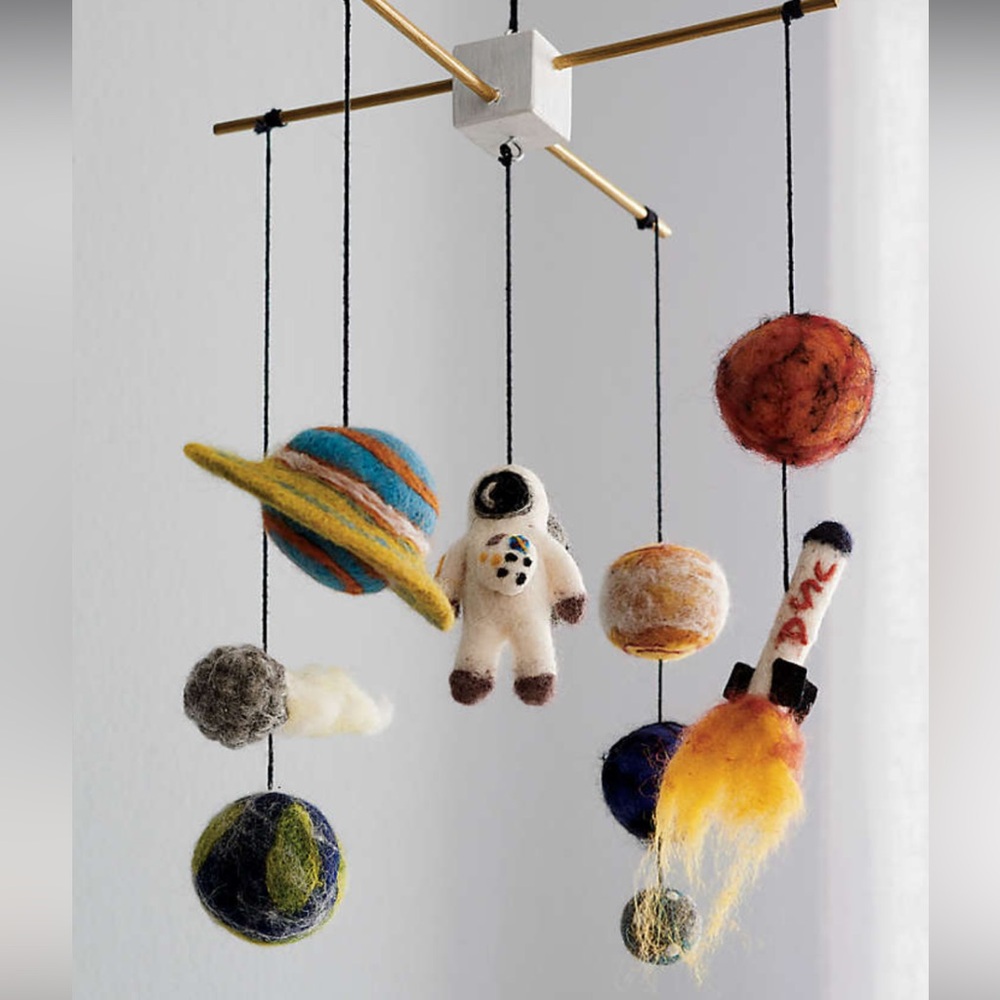 Crate&Barrel Kids | Space Felt Mobile |  Solar System | Rocket | Baby Decor